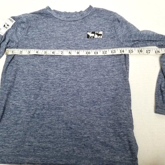 Abercrombie Kids Moose Logo Long Sleeve Tee 7/8 Blue Heather Casual Preppy - Picture 8 of 10